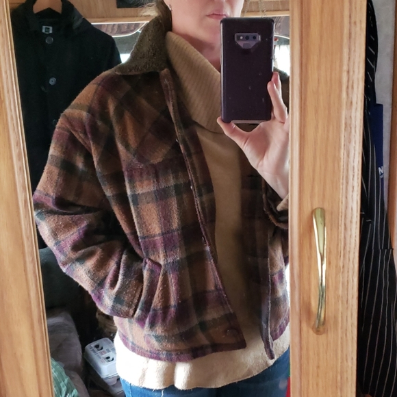 Plaid Wool Blend Peacoat - Picture 5 of 7